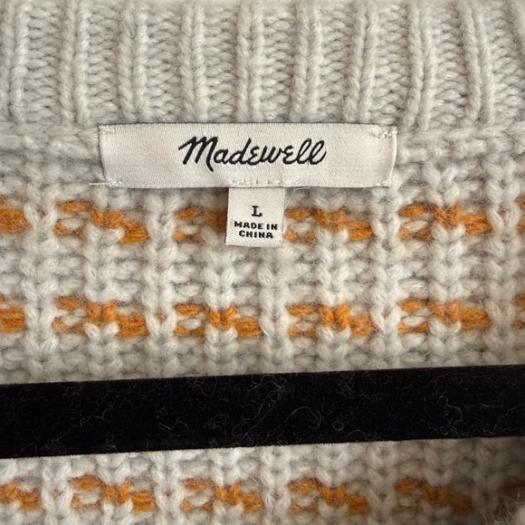 Madewell Barfield Stripe Sweater Merino Alpaca Blend Ski Vibe Stripe Slopes L - Picture 9 of 10